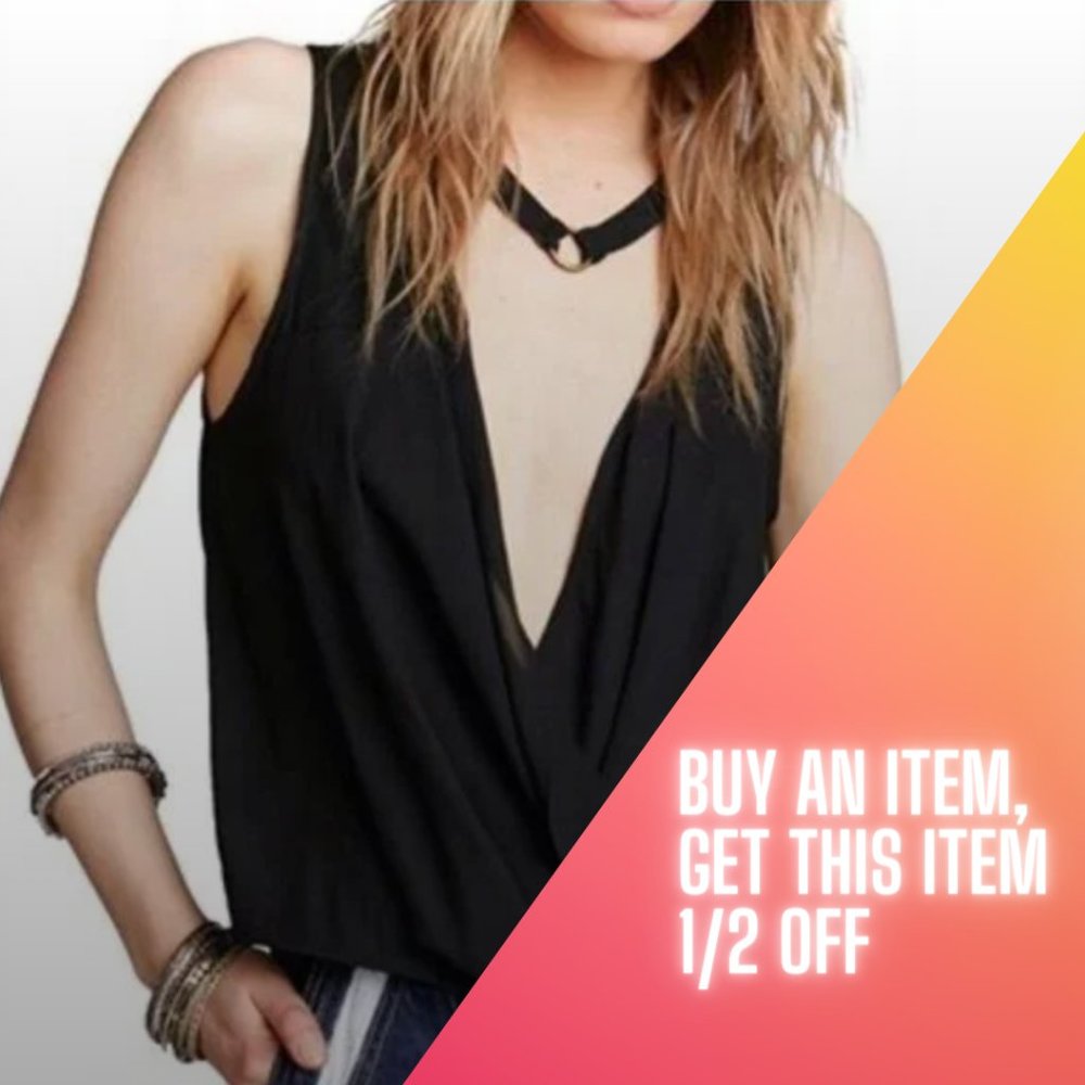 Free People So Fine Faux Wrap Choker Top Small